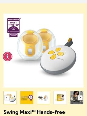 Medela Swing Maxi Hands-Free Electric Pump in White and Yellow